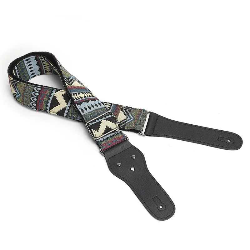 P&p Boho Embroidered Guitar Strap Cotton Adjustable Acoustic Electric