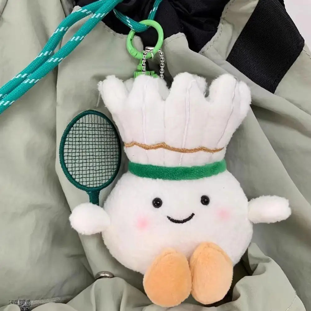 Kawaii Plush Badminton Keychain – Cute Fluffy Bag Charm Gift