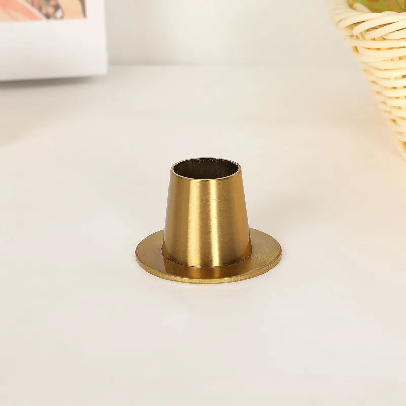 Candle Stick Candle Holder Gold Candlestick Taper Holders Small Metal Candleholder for Candlesticks and Tapered Candles Modern Peaceful Pleasures Health and Wellness
