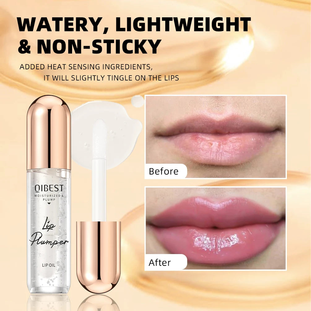 QIBEST Lip Plumper Oil Serum Instant Long Lasting Volumising Lip Oil Repair Lip Fine Lines Sexy Lip Balm Makeup Lip Gloss Peaceful Pleasures Health and Wellness