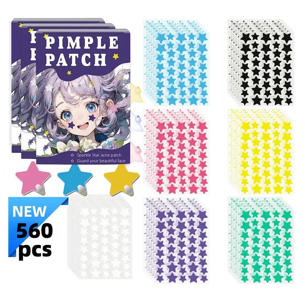 Colorful Star Pimple Patches – 560 Pcs Cute Acne Blemish Cover Stickers | CPNP Certified Invisible Zit Patch Peaceful Pleasures Health and Wellness B