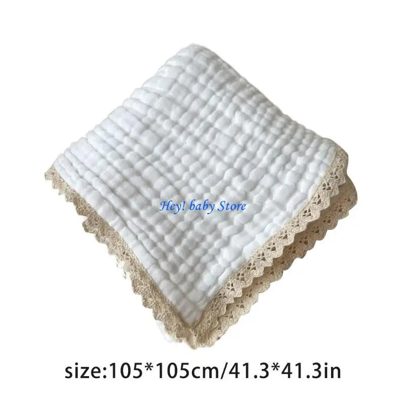 6-Layer Cotton Gauze Baby Blanket with Lace | Boys & Girls