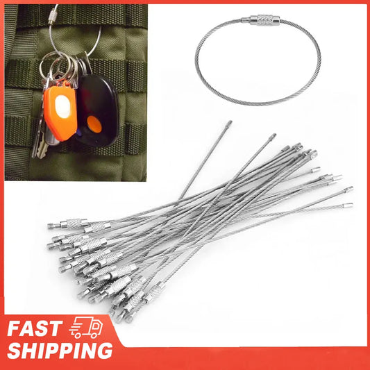 Bag Stainless Steel Wire Keychains Cable Rope Key Ring Screw Locking Peaceful Pleasures Health and Wellness