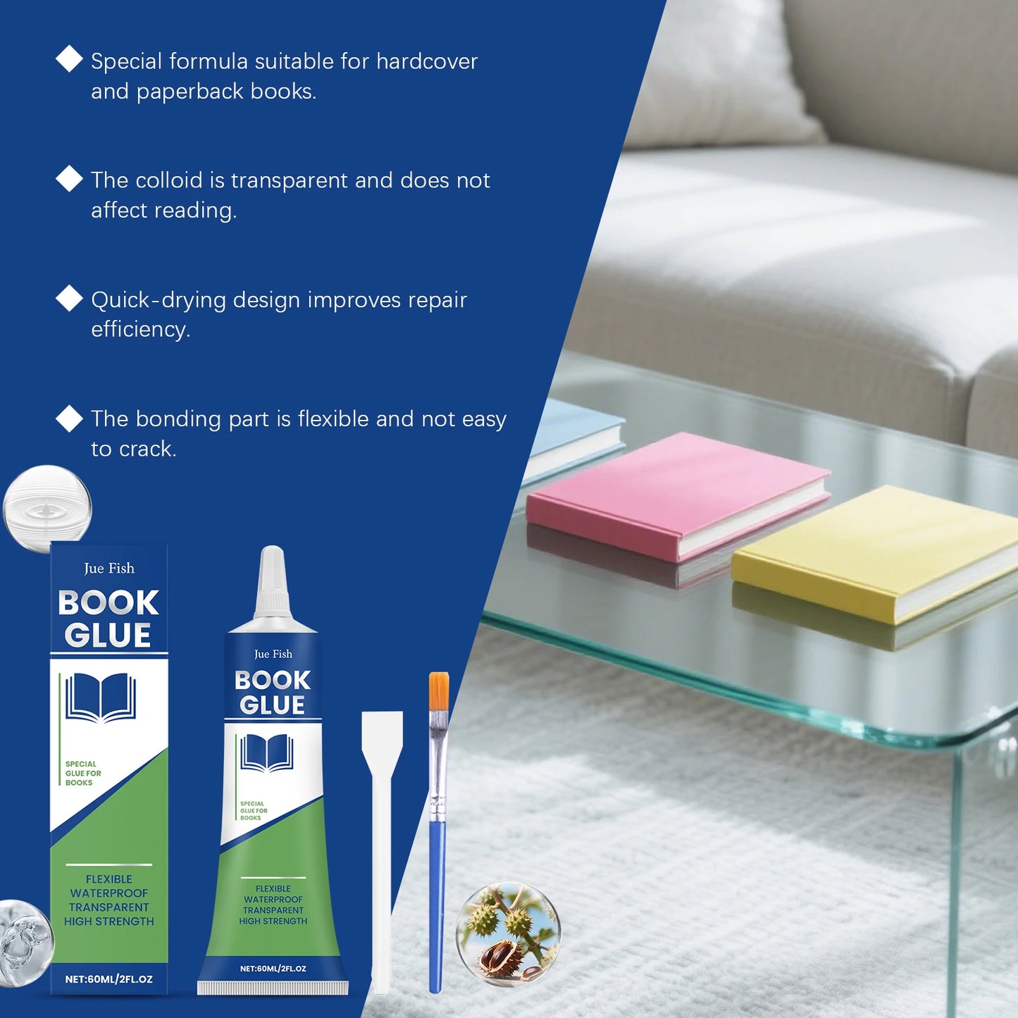 60ml Book Repair Glue | Quick Dry, Waterproof, Strong Adhesion