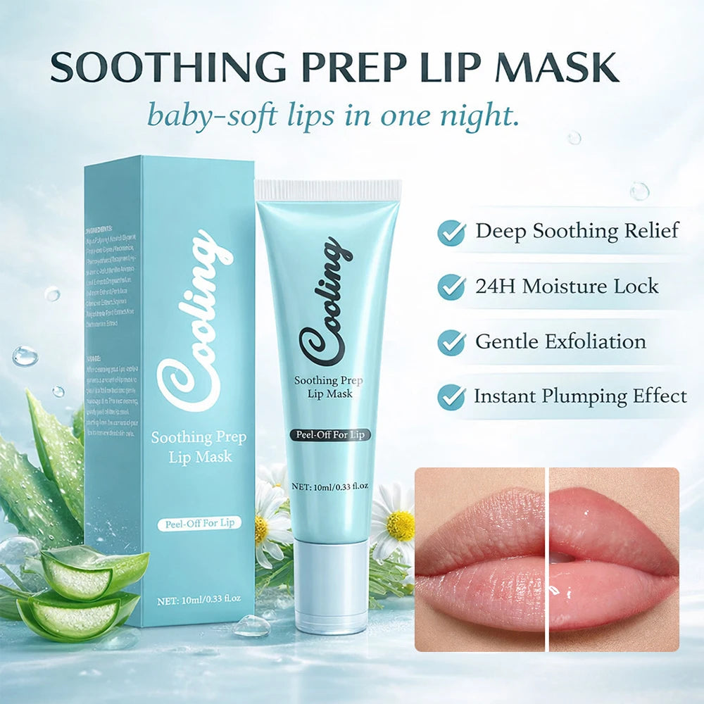 Soothing Prep Lip Mask- Cooling Peel-Off Lip Mask for Smoother Lip Prep ,Hydrating & Moisturizing Lips for Women, 10ml Peaceful Pleasures Health and Wellness