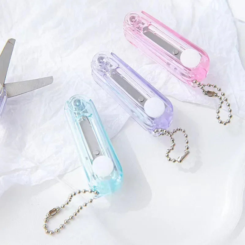Transparent Mini Folding Scissors – Portable Retractable Craft Tool