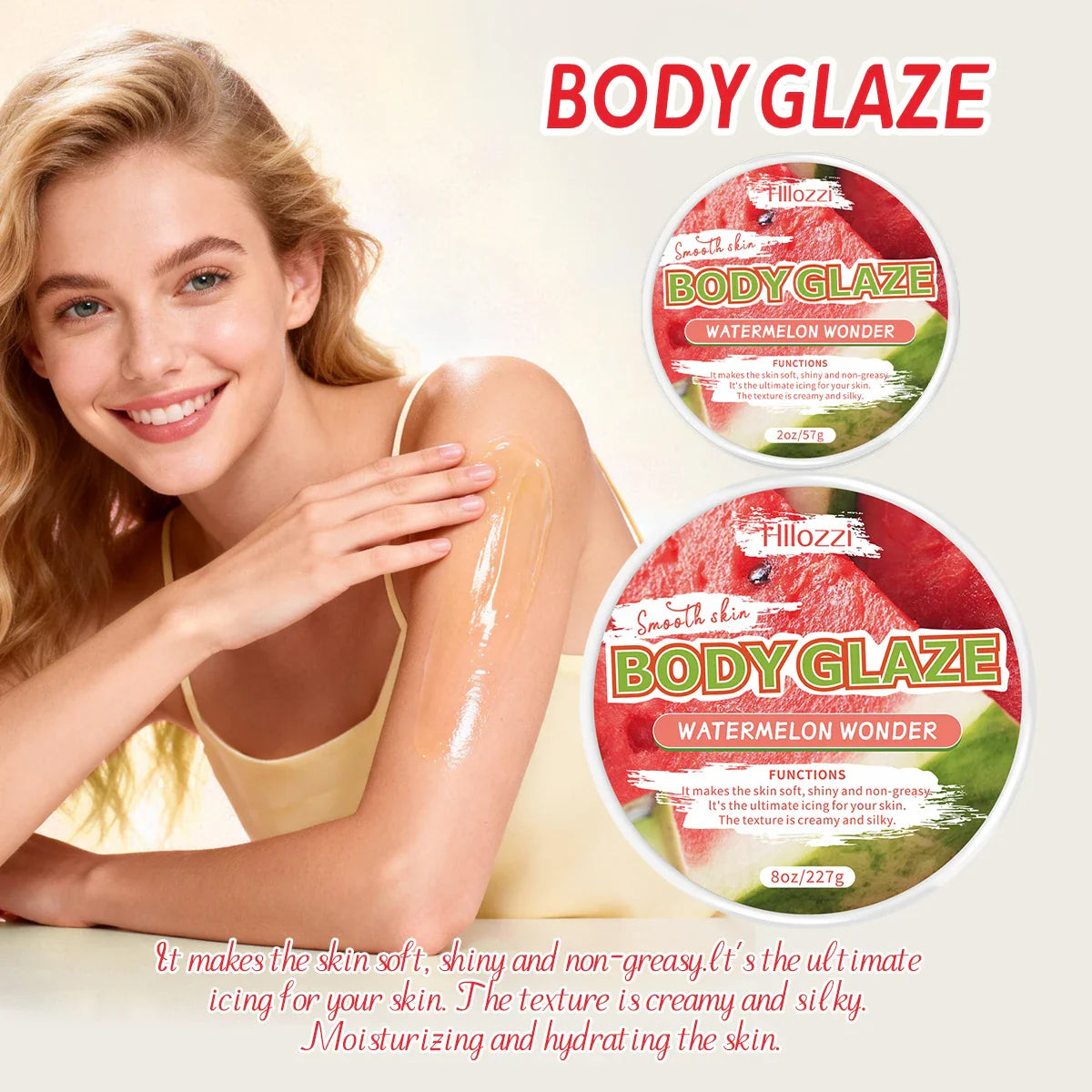 Watermelon Body Glaze – Moisturizing Brightening Cream 8oz