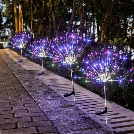 Solar Firework Pathway Lights | Waterproof LED Garden Stake Solar Garden Light Peaceful Pleasures Health and Wellness WHITE 360LED