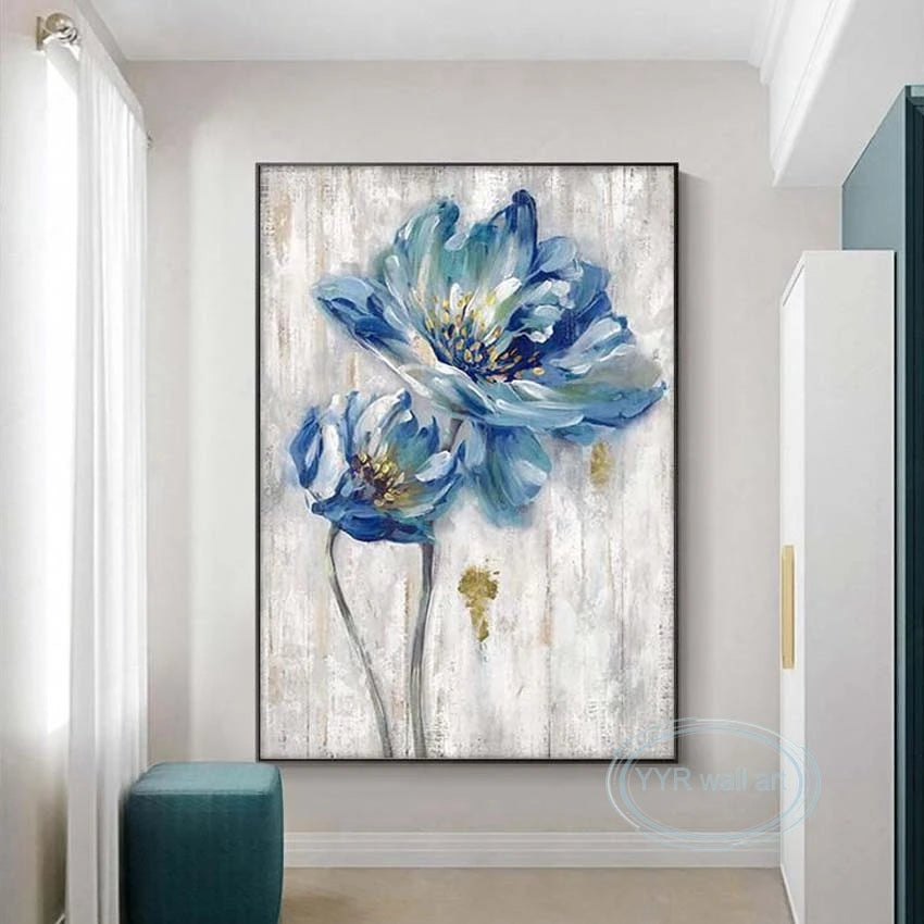 Pure Handmade Flower Oil Painting Wall Decoration Art Canvas Poster Frameless Acrylic Hanging Painting Living Room Bedroom Porch Peaceful Pleasures Health and Wellness