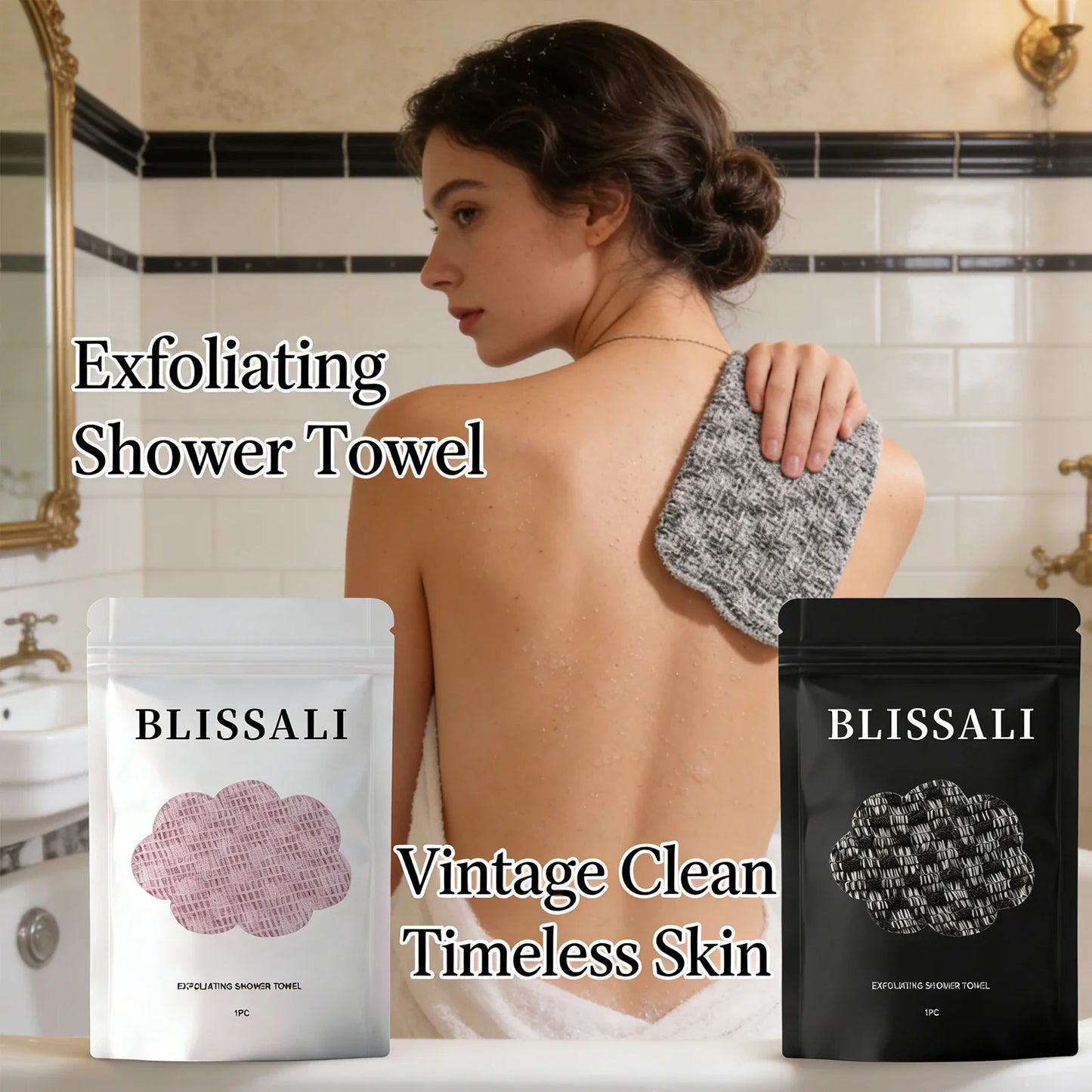 Dual-Sided Exfoliating Bath Towel – Body & Back Scrubber