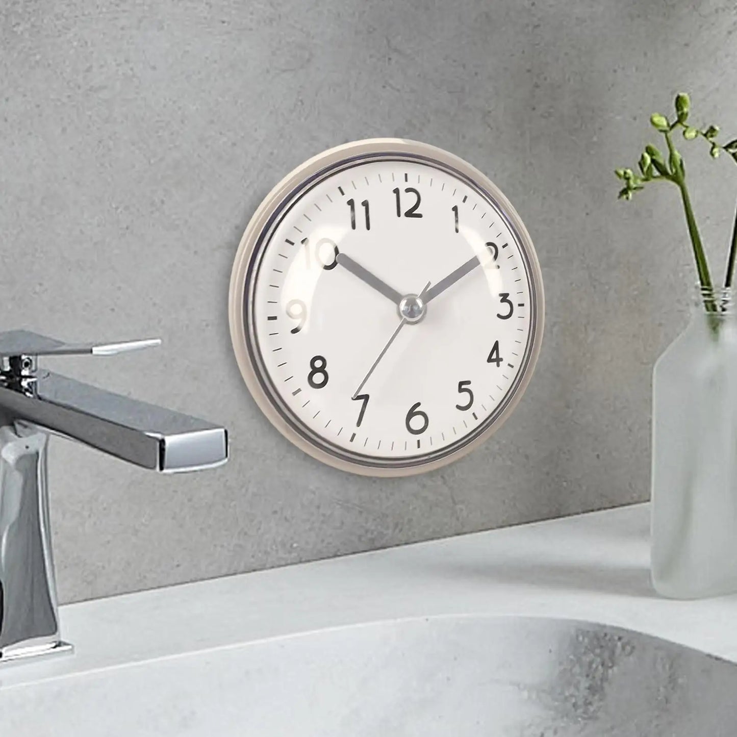 Mini Suction Cup Wall Clock – Silent, Waterproof, Anti-Fog