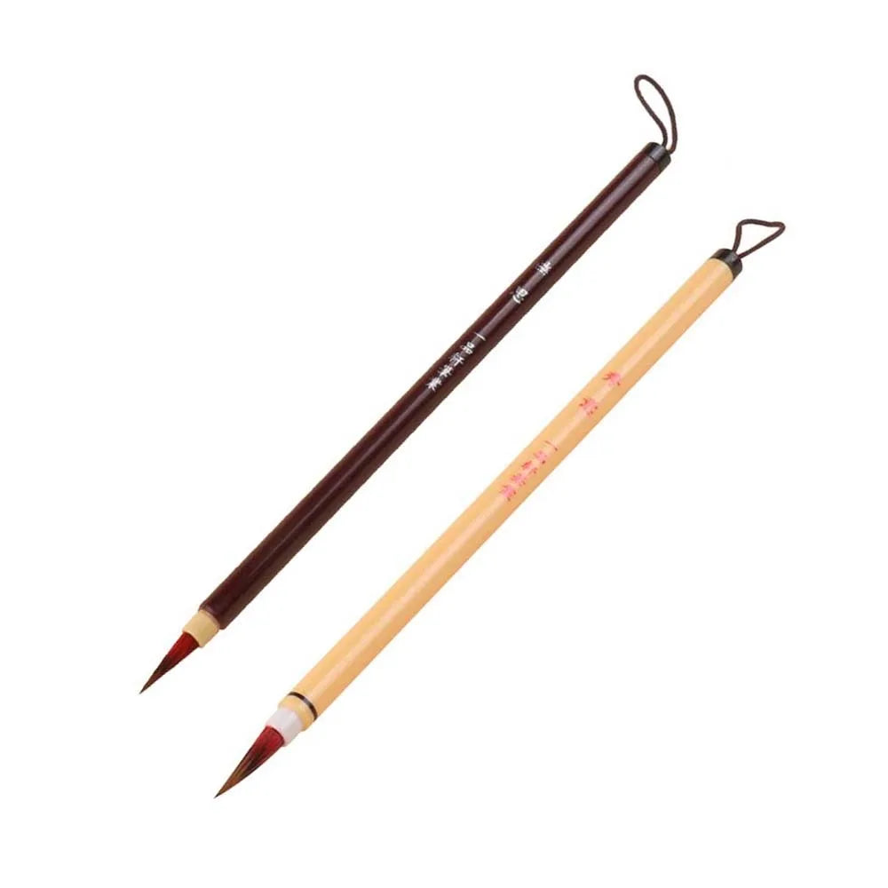 2pcs Soft Hair Chinese Brush Imitation Rabbit Hair Lightweight Painting Pen for Chinese Soft Grip Classical Hook Line Pen Office Peaceful Pleasures Health and Wellness Coffee and Khaki