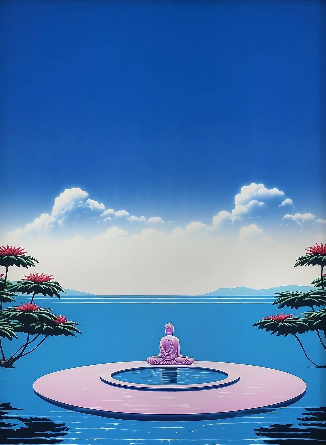 Vintage Hiroshi Nagai Pop Poster Retro 80's Beach Summer Pool Surrealism Canvas Painting Wall Art for Living Room Home Deco Peaceful Pleasures Health and Wellness 13 30x40cm Unframed