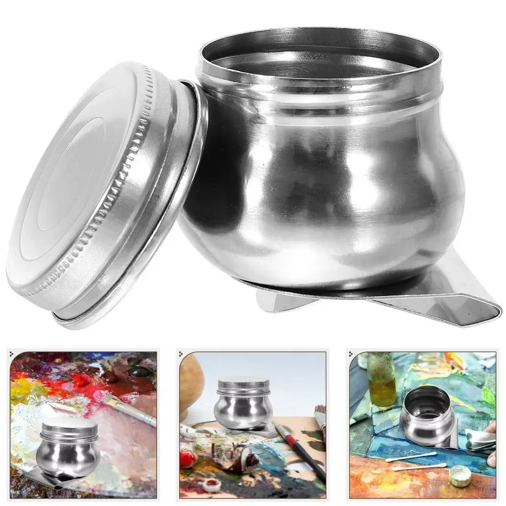 Stainless Steel Painting Oil Pot with Lid – Single & Double Hole