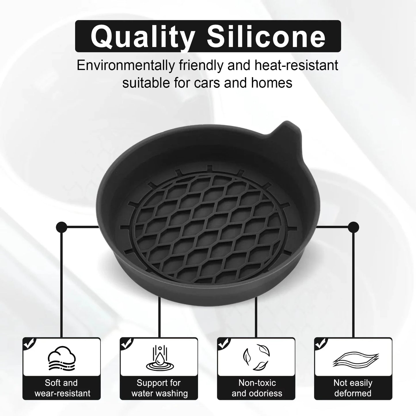 Silicone Car Cup Holder Insert Coasters – Non-Slip Set of 2/4