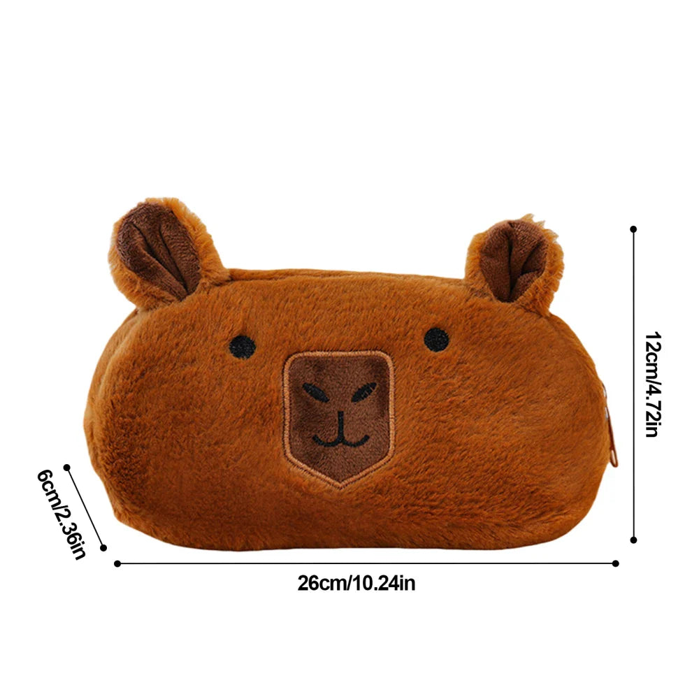 Cute Capybara Pencil Case – Large Plush Pen Pouch for Kids