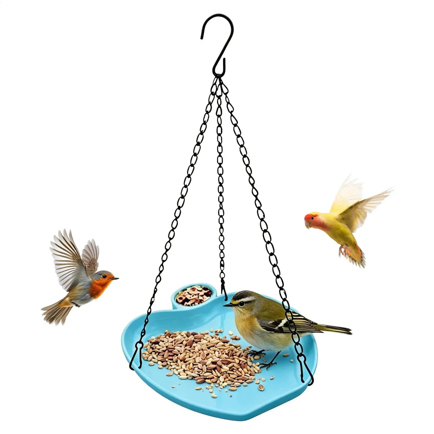 2-in-1 Hanging Bird Feeder & Bath Tray with Hook Chain