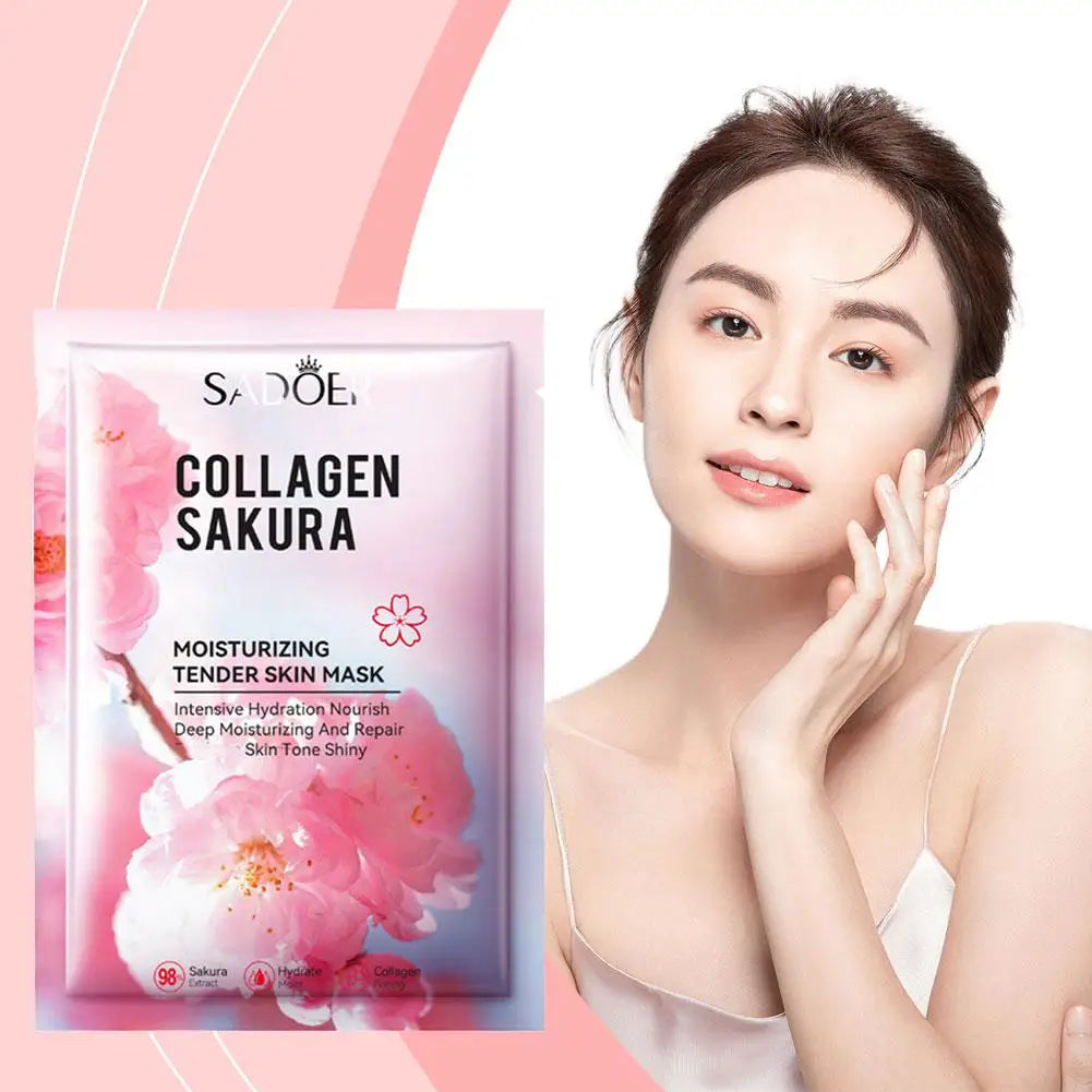 5pcs Sakura Collagen Face Mask - Moisturizing & Firming Peaceful Pleasures Health and Wellness