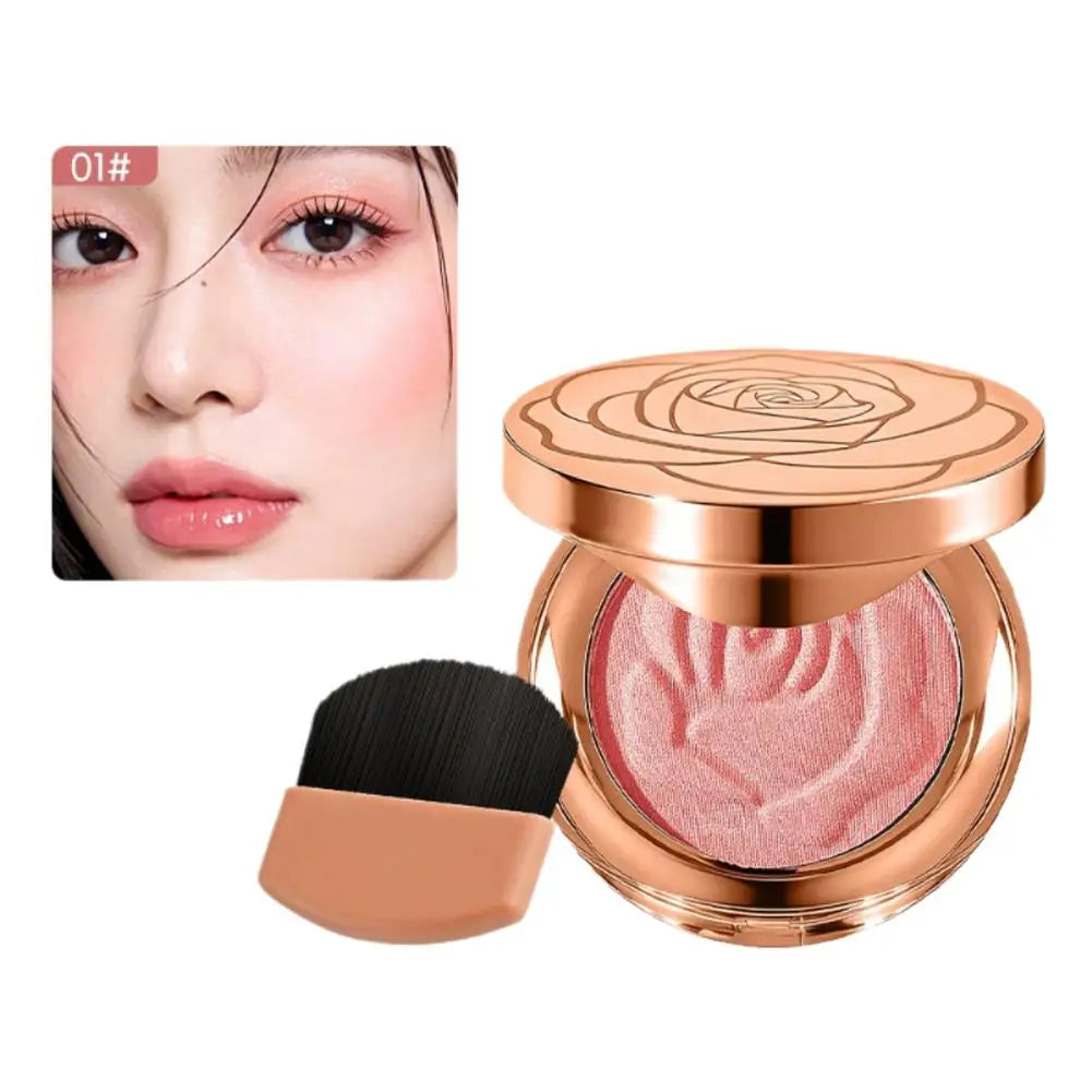 3-in-1 Multifunctional Blush Plate Enhance Complexion Lasting Brightening Monochrome Rose Professional Shiny Matte Blush Palette Peaceful Pleasures Health and Wellness 01 Spring Orange
