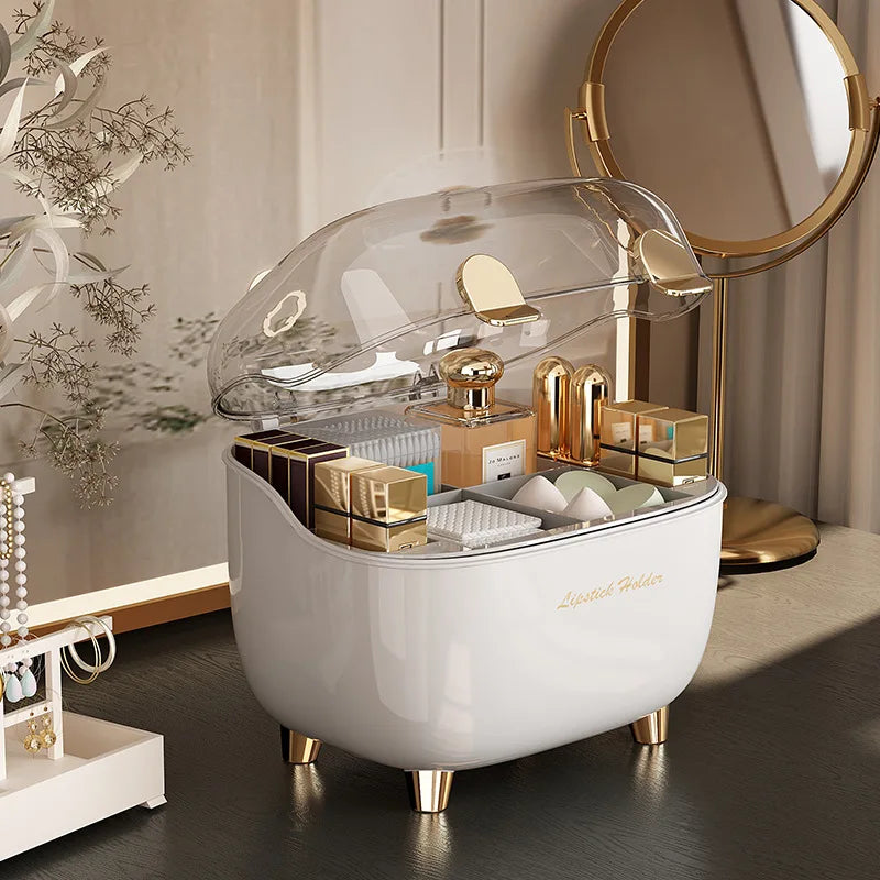 Aesthetic Lipstick Organizer - Dustproof Desktop Storage Box with Lid for Lip Gloss & Makeup, Trendy Vanity Display Case Peaceful Pleasures Health and Wellness