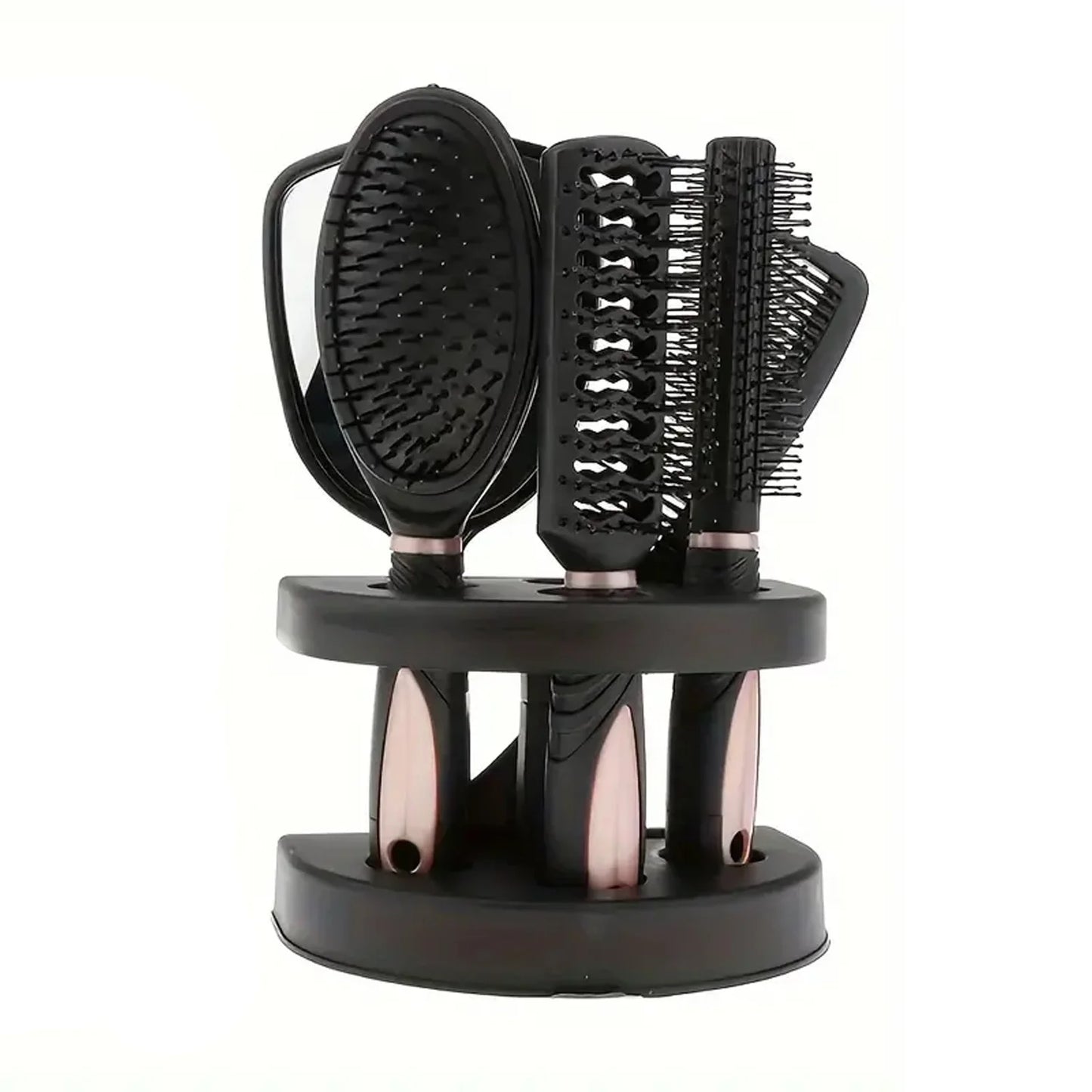 5-Pack Comb Brush Set Professional Massage Comb Cosmetic Hair Styling Tool Set With Mirror Hair Brush Holder Peaceful Pleasures Health and Wellness pink