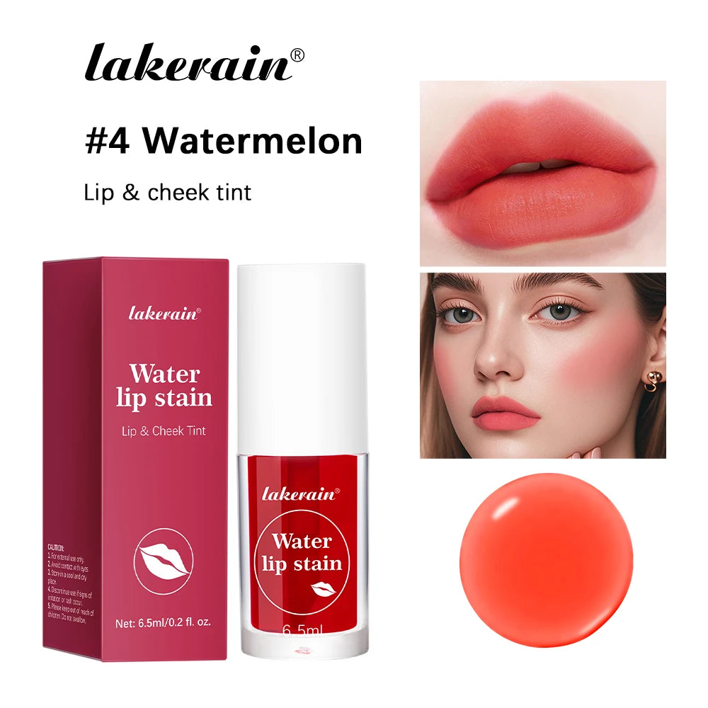 6Colors Water Lip Stain Moisturizing Lip Glaze Long Lasting Lip Ink Face Lip Dual Purpose Waterproof Liquid Cosmetic Makeup Peaceful Pleasures Health and Wellness 4 Watermelon