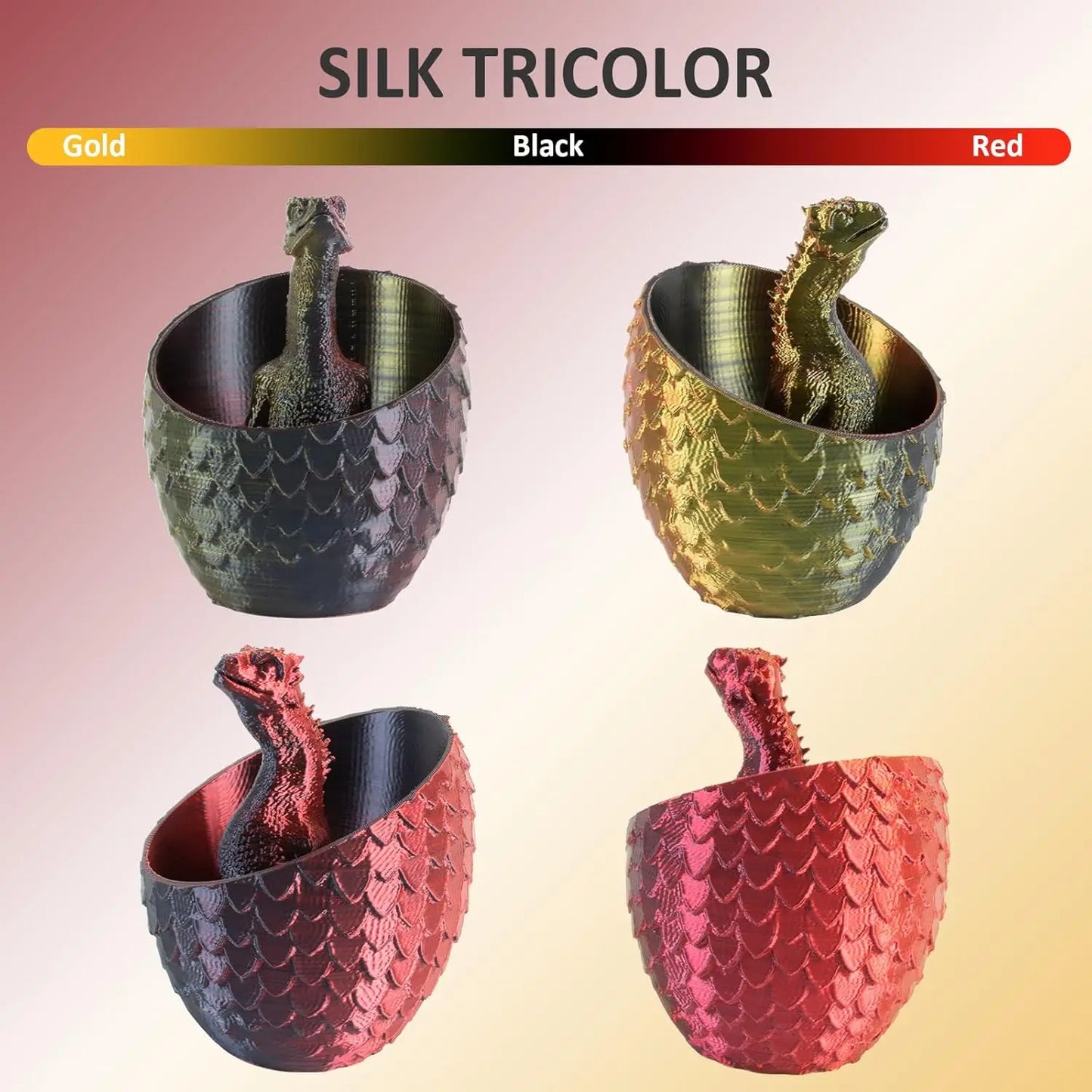 DINGSUN 4-Color Silk PLA+ Filament Bundle 1.75mm Shiny Finish