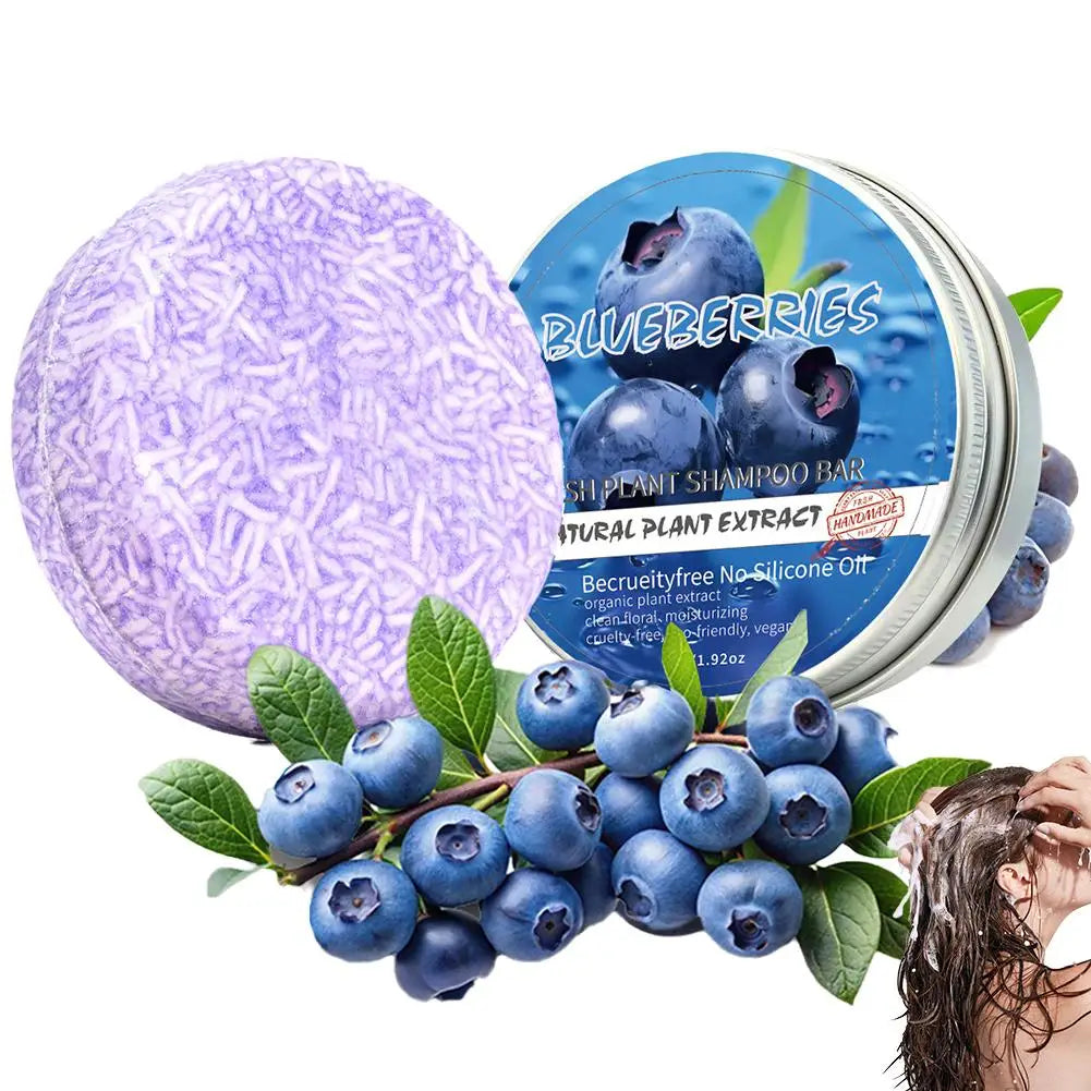 Blueberry Shampoo & Conditioner Bundle Bar for Hair Thinning Frizz, Blueberry Solid Shampoo & Conditioner Strengthen Hair Care Peaceful Pleasures Health and Wellness Shampoo