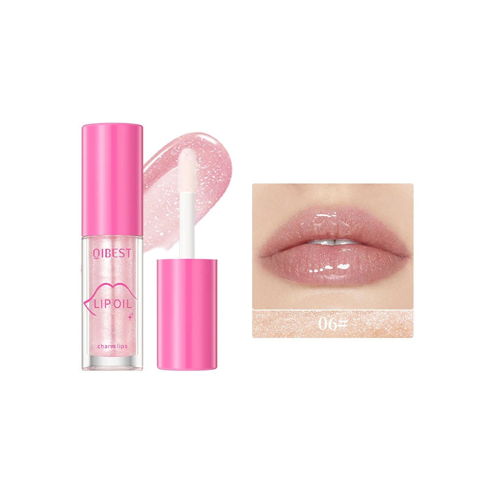 6-tone Moisturizing Lip gloss Brightening Oil Lip Gloss Transparent Glass Shiny Lip Balm Plumper Hydrating Lipgloss Cosmetics Peaceful Pleasures Health and Wellness 06 Clear Cherry Pink