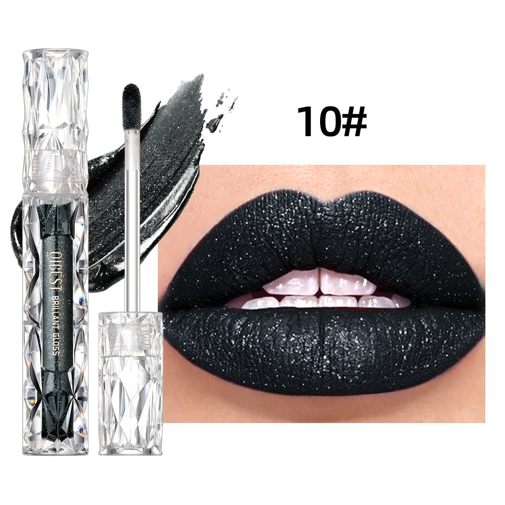 QIBEST Waterproof Diamond Shimmer Glitter Lipgloss Matte Liquid Lipstick Shiny Pearl Lip Glaze Long Lasting LipTint Women Makeup Peaceful Pleasures Health and Wellness 10