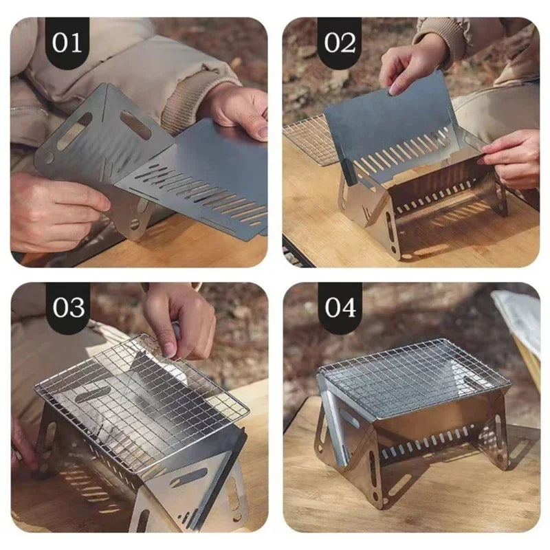 Charcoal Barbecue BBQ Grill Heating Furnace Folding Tourist for You Wood Stove Tools Ring Camping Rings Outdoor Grille 18 Belt Peaceful Pleasures Health and Wellness