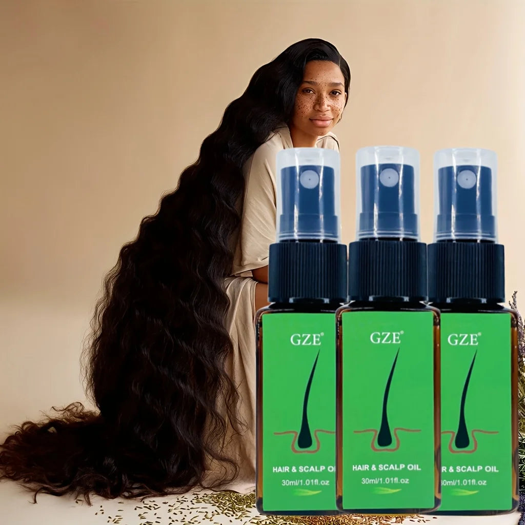 GZE Hair & Scalp Oil Serum 3-Pack – Castor Oil for Dry Hair