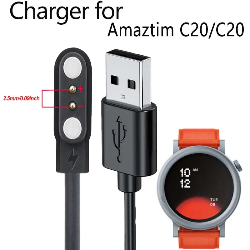 Magnetic USB Charger Cable for Amazfit C20 / C20 Pro Smartwatch Peaceful Pleasures Health and Wellness