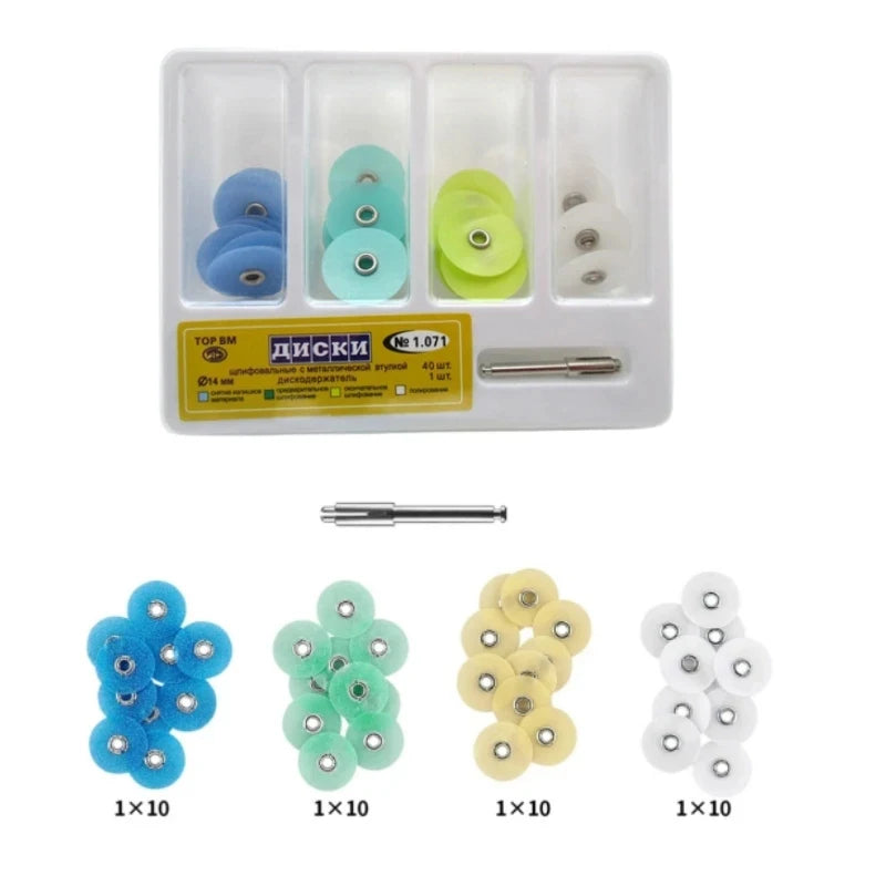 40-Pc Dental Polishing Disc Kit | Flexi Disc & RA Shank Mandrel