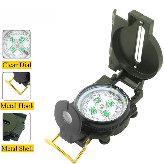 Waterproof High Precision Compass Outdoor Gadget Sports Hiking Mountaineering Professional Military Army Metal Sight Peaceful Pleasures Health and Wellness