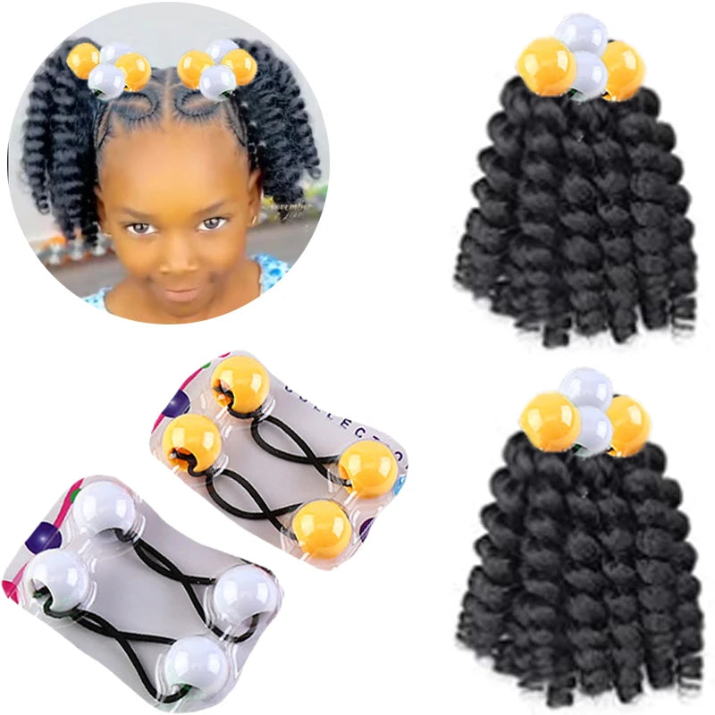2pcs Large 20MM hair beads ponytail accessorie for kids 7inch box braid elastic hair extension synthetic with big bubbles balls Peaceful Pleasures Health and Wellness