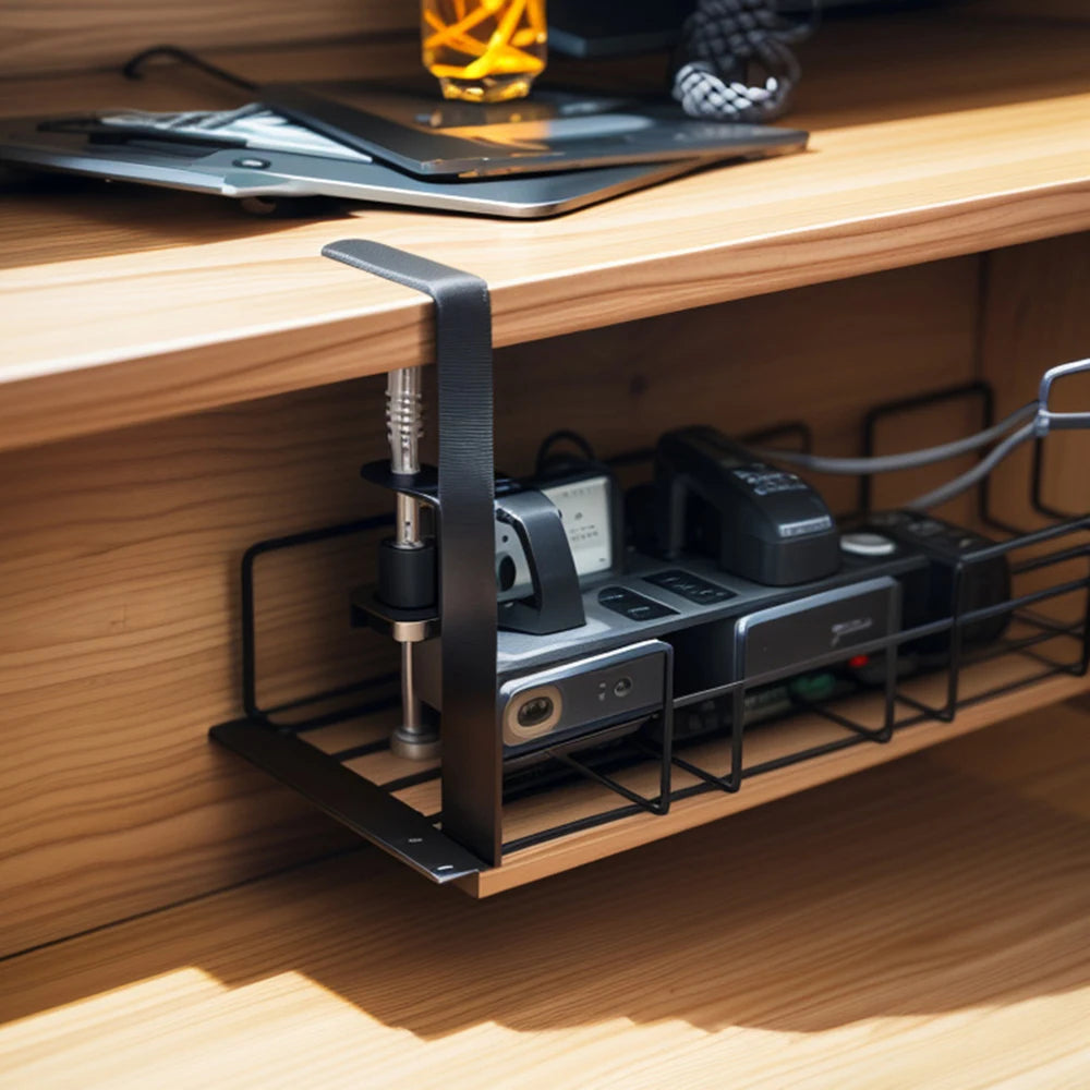Stainless Steel Non Perforated Table Bottom Shelf Wire Socket Storage Slot Office Desk Low Profile Storage Rack Kitchen hooks Peaceful Pleasures Health and Wellness