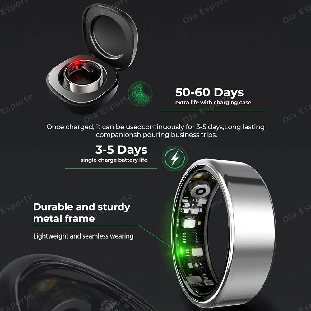 Smart Ring 2025 – Heart Rate, SpO2 & Sleep Tracker | 5ATM