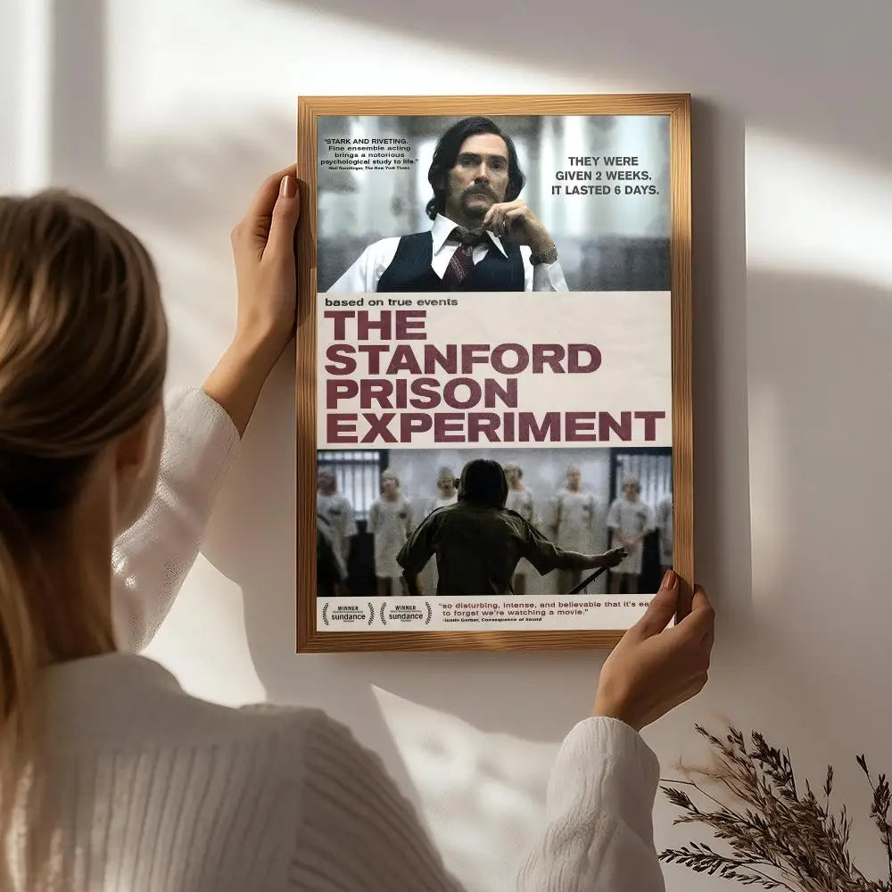 Movie T-The Experiment Poster HD Self Adhesive Waterproof Wall Art Ideal for Home Office Dorm Bedroom Great Gift Peaceful Pleasures Health and Wellness White8 15X20cmNoframe