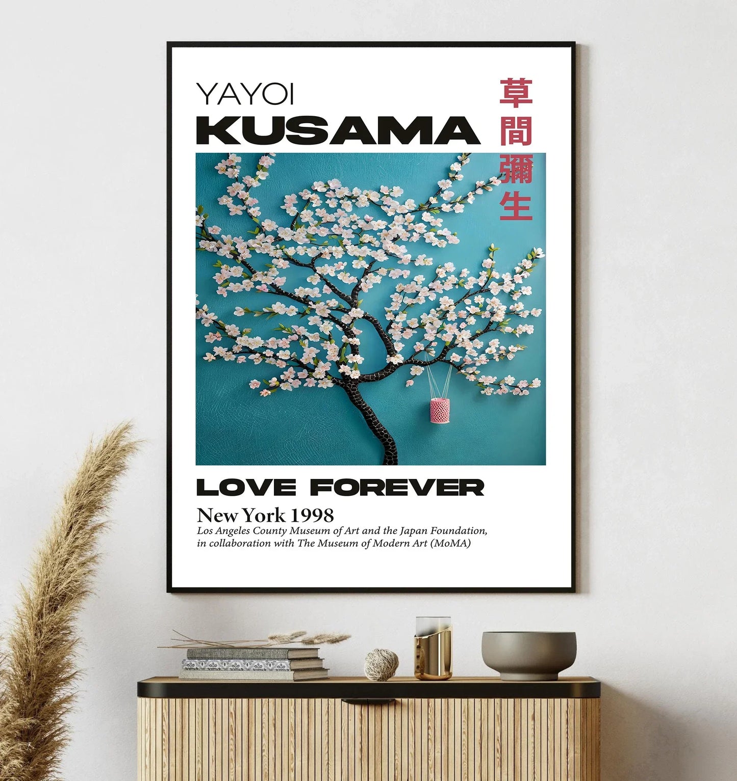 Japanese Abstract Mountain Canvas Wall Art | Yayoi Kusama Style