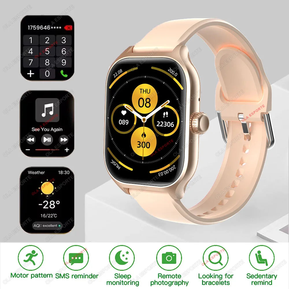 Outdoor Smart Watch Men Women 2.01'' HD Screen Heart Rate Bluetooth Calls GPS Track Waterproof Sports Mode DIY Dial Smartwatch Peaceful Pleasures Health and Wellness Gold