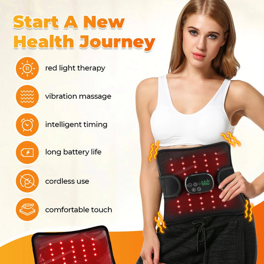 Cordless Vibration Waist Massager 660nm 850nm Infrared Light LED Pad Electric Back Shoulder Strap Muscle Relax Knee Brace Belt Peaceful Pleasures Health and Wellness