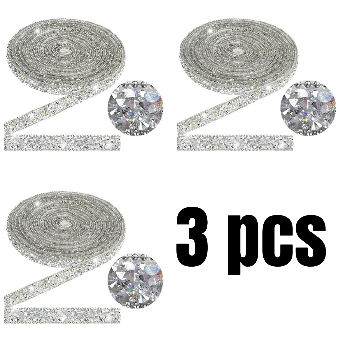 1 Yards Resin Rhinestone Ribbon Self Adhesive Diamond Ribbon Crystal Roll Glitter Resin Diamond Belt Bling For DIY Art Craft Peaceful Pleasures Health and Wellness 3 pcs Length 1 Yard
