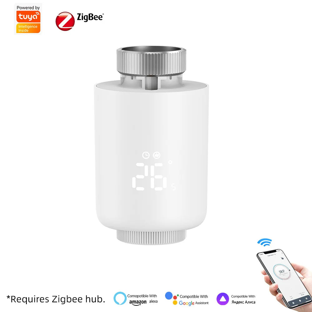 Tuya ZigBee Smart Thermostat Radiator Actuator Smart TRV Thermostatic Valve Temperature Controller Support Alexa Google Home Peaceful Pleasures Health and Wellness