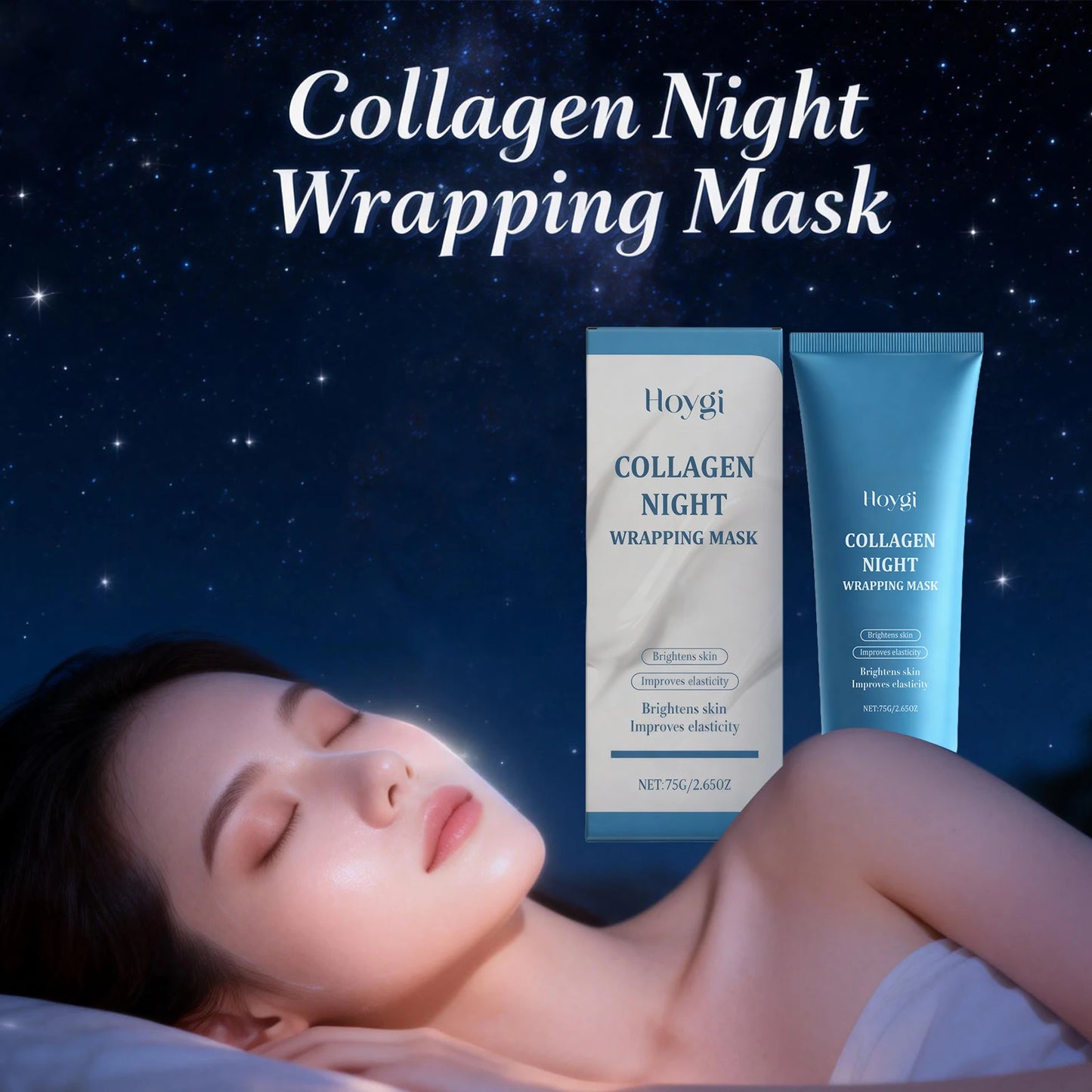 Collagen Night Wrapping Mask Brightening Skin Improve Elasticity Deep Hydrating Collagen Overnight Wrapping Peel off Facial Mask Peaceful Pleasures Health and Wellness