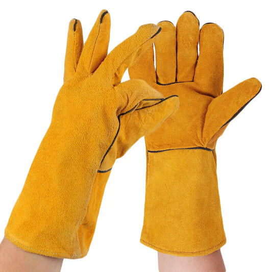 Long Leather Welding Gloves – Double-Layer Heat Resistant Welding Gloves Peaceful Pleasures Health and Wellness