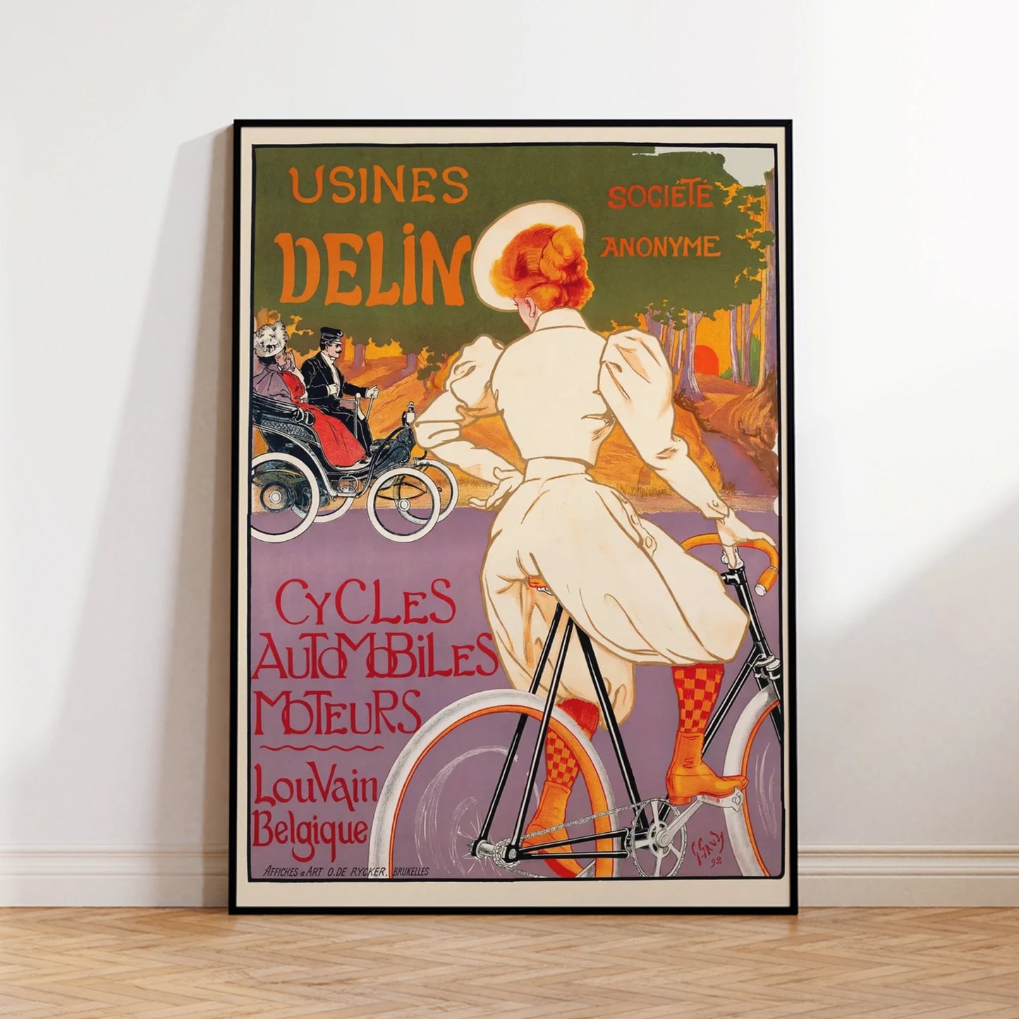 Retro Vintage Bicycle & Auto Canvas Wall Art Print Poster