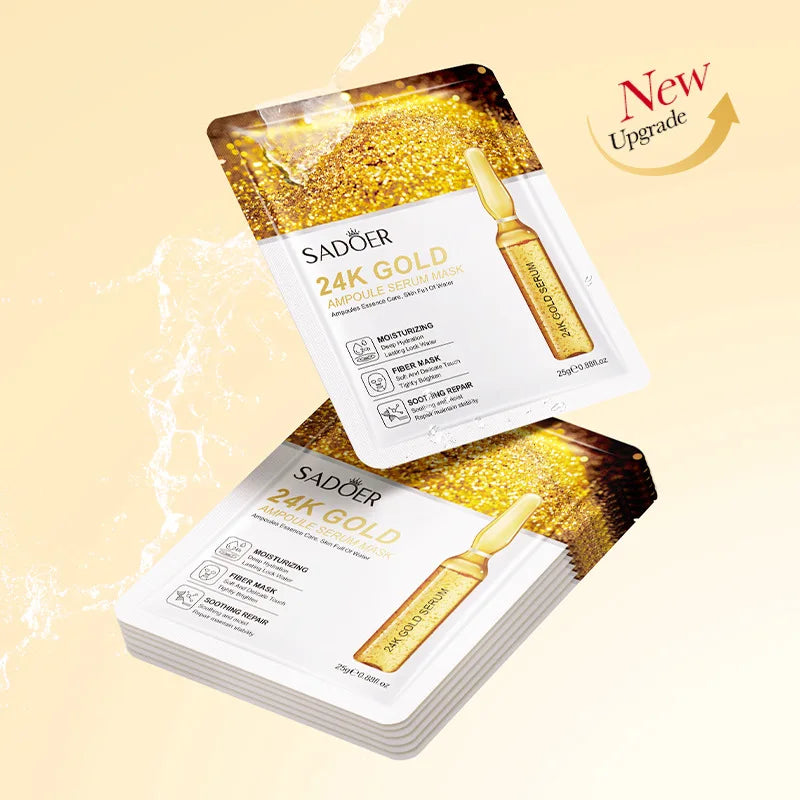 SADOER 24K Gold Face Masks – Firming & Hydrating, 10 Pack