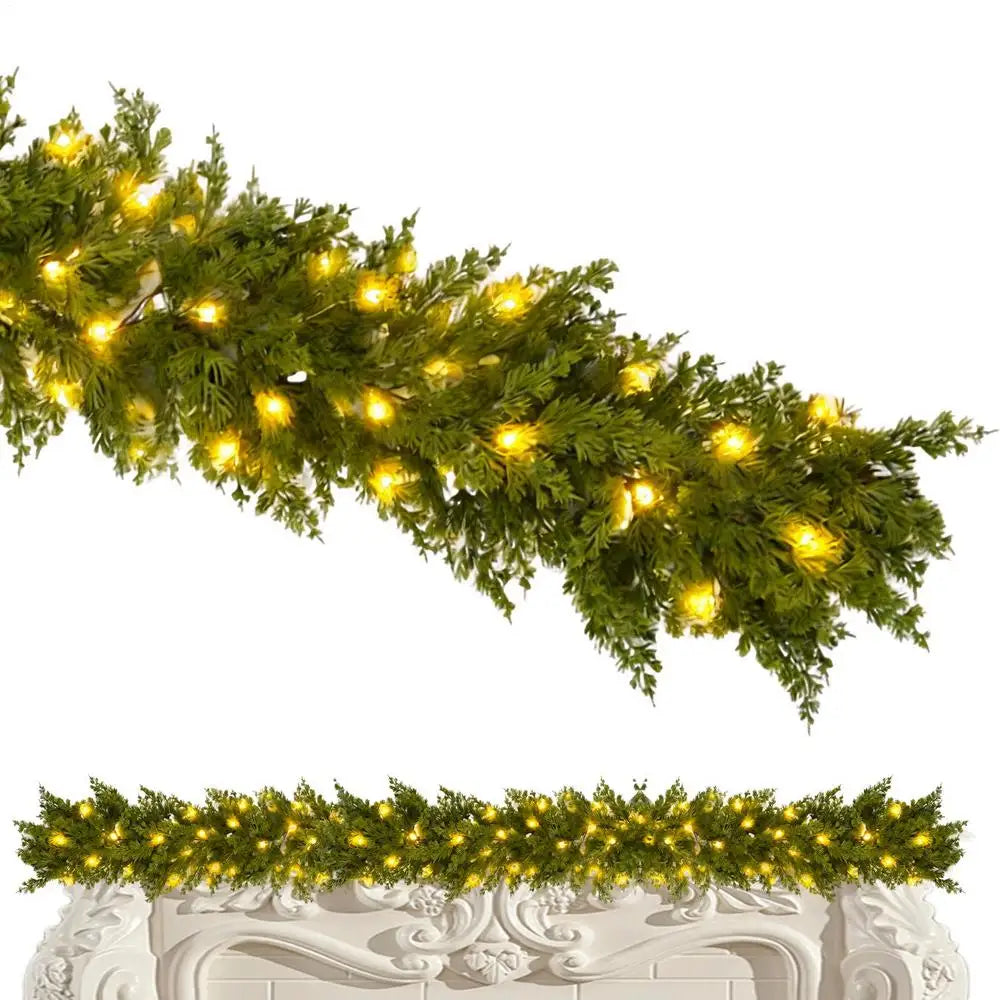 Garland For Christmas Bendable Hangable Christmas Artificial Vine Garland Decoration For Window Fence Porch Arch Mantel Peaceful Pleasures Health and Wellness B China Mainland