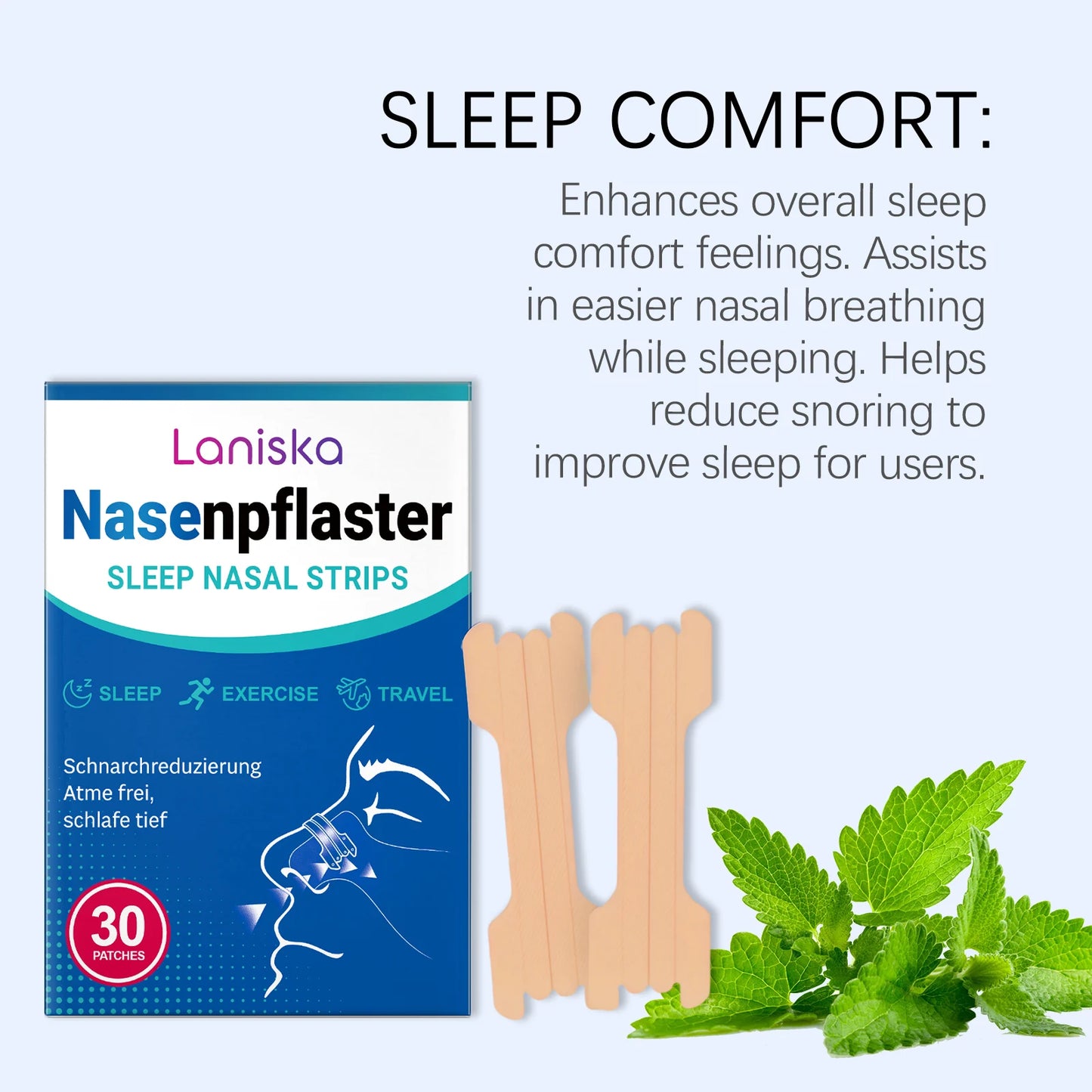 Gentle Nighttime Nasal Strips – Breathable, Unisex, All Skin Types
